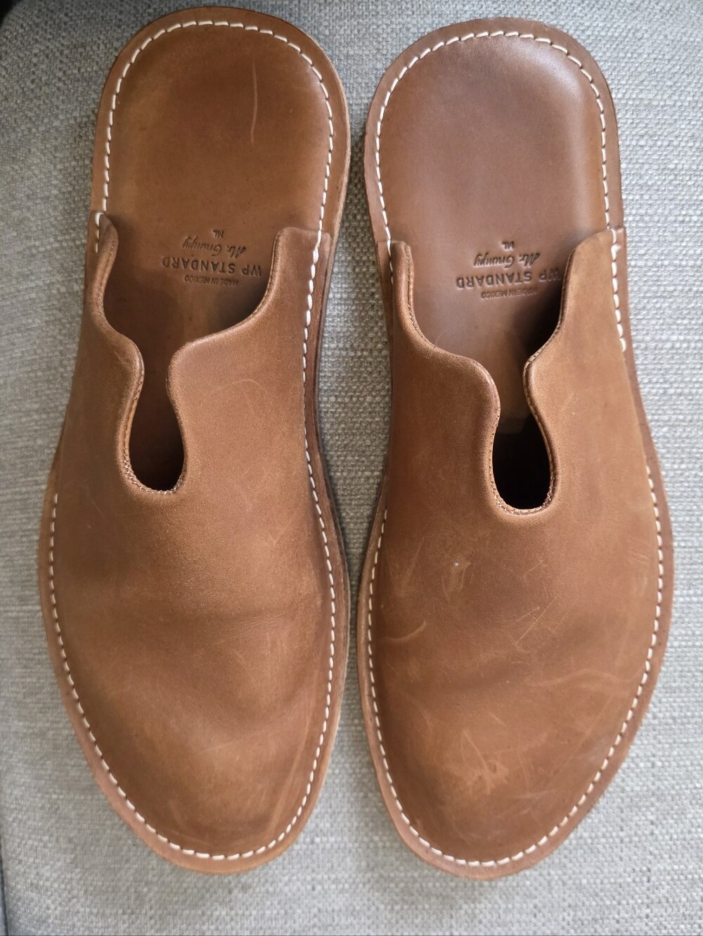 WP Standard Mr. Grumpy Men's Leather Slides Slippers - Picture 1 of 8